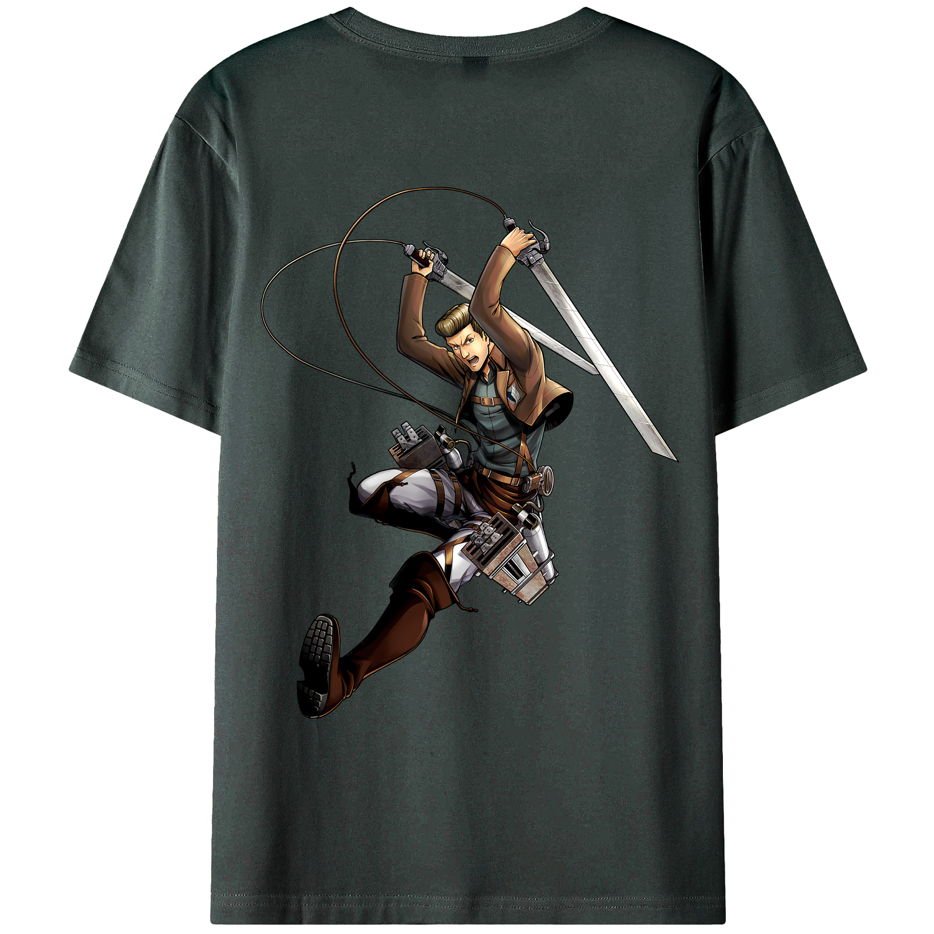 （画像用） 進撃の巨人 Attack on Titan 綿100％ メンズ半袖Tシャツ（バックプリント） 通気性